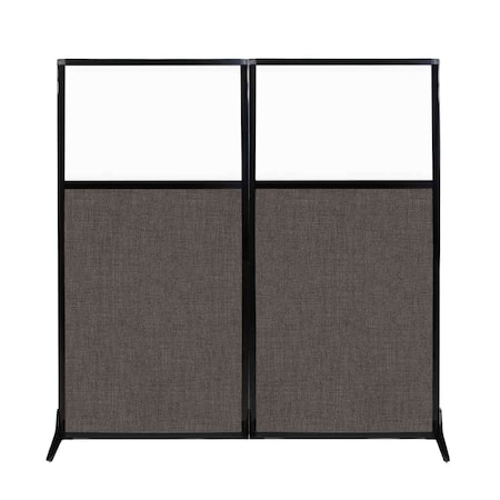 Versare Work Station Screen 66" x 70" Mocha Fabric With Clear Window 1812427